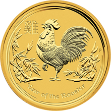 Zlatá investiční mince Year of the Rooster Rok Kohouta Lunární 10 Oz 2017