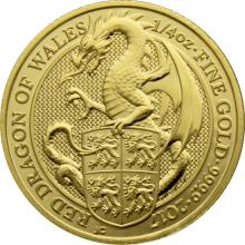 Zlatá investiční mince The Queen´s Beasts Red Dragon 1/4 Oz 2017