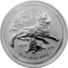 Stříbrná investiční mince Year of the Dog Rok Psa Lunární 1 Oz 2018