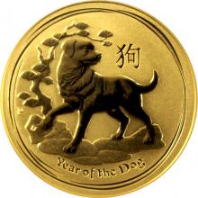 Zlatá investiční mince Year of the Dog Rok Psa Lunární 1/2 Oz 2018