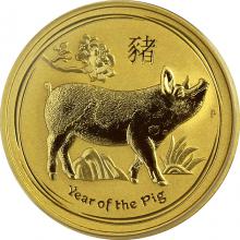 Zlatá investiční mince Year of the Pig Rok Vepře Lunární 1/2 Oz 2019