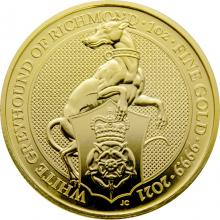 Zlatá investiční mince The Queen´s Beasts The White Greyhound 1 Oz 2021