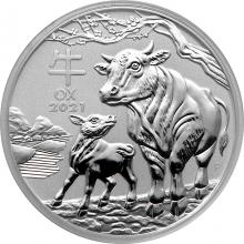 Stříbrná investiční mince Year of the Ox Rok Buvola Lunární 5 Oz 2021