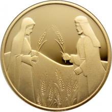 Zlatá mince Rút na Boazově poli 10 NIS Izrael Biblické umění 2020 Proof