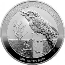 Stříbrná investiční mince Kookaburra Ledňáček 10 Oz 2016