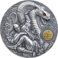Strieborná minca Shaolin Kung-fu - Had 2 Oz 2022 Antique Štandard