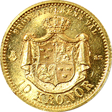 Zlatá mince 10 Koruna Oskar II. 1876 ST