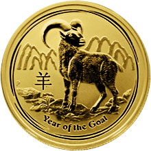 Zlatá investiční mince Year of the Goat Rok Kozy Lunární 1/2 Oz 2015