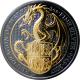 Stříbrná Ruthenium mince pozlacený Queen´s Beasts Red Dragon 2 Oz Golden Enigma 2017 Proof