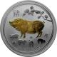 Stříbrná mince pozlacený Year of the Pig Rok Vepře Lunární 1 Oz 2019 Standard
