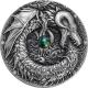 Strieborná minca 2 Oz Draci - severský drak 2019 azurit Antique Štandard