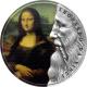 Stříbrná kolorovaná mince 2 Oz Mona Lisa Leonardo da Vinci 2019 Antique Standard