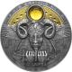 Strieborná pozlátená minca Božske Tváre Slnka - Amun-Ra 3 Oz 2020 Antique Štandard