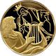 Zlatá mince David hraje Saulovi 10 NIS Izrael Biblické umění 2013 Proof